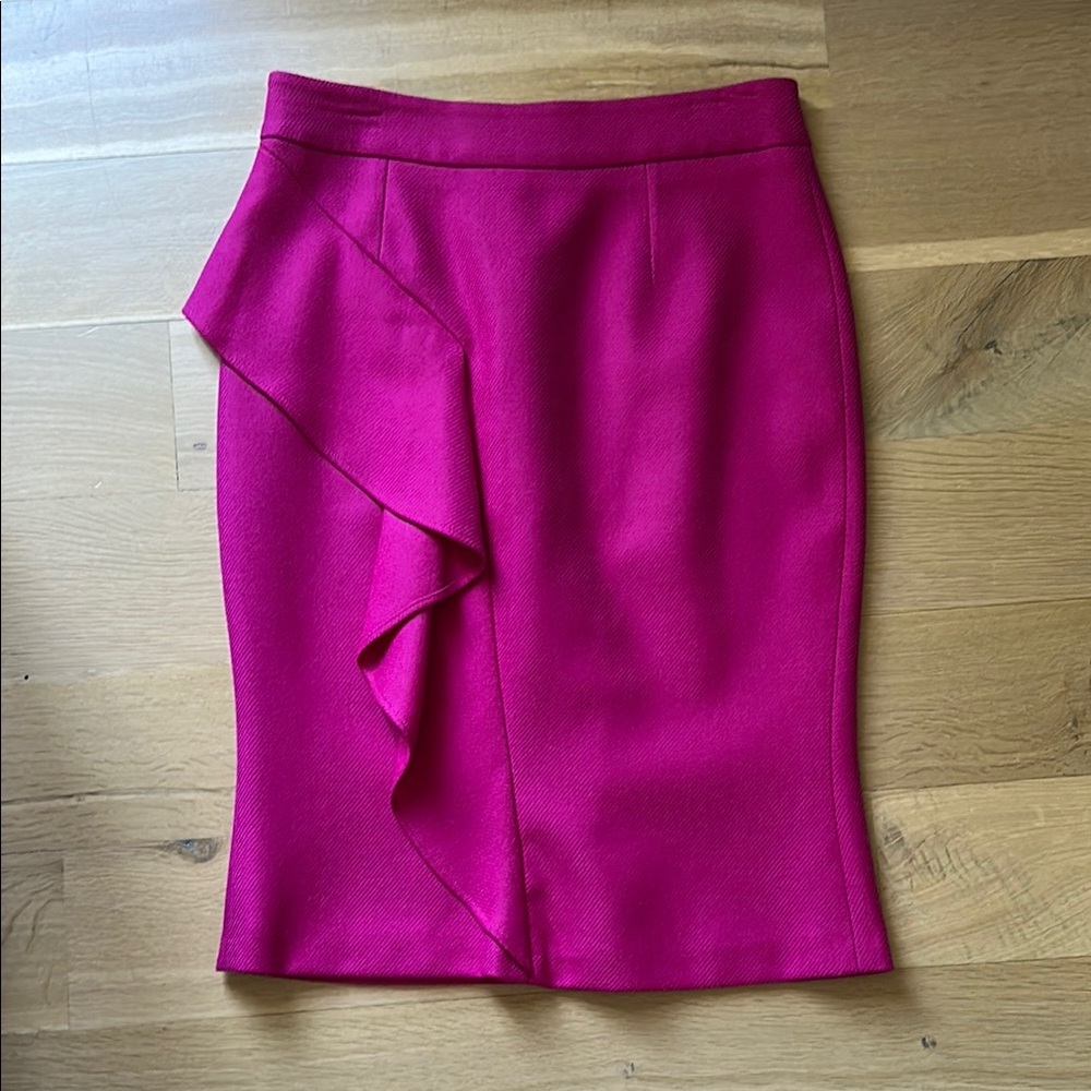 100% wool ruffle pencil skirt